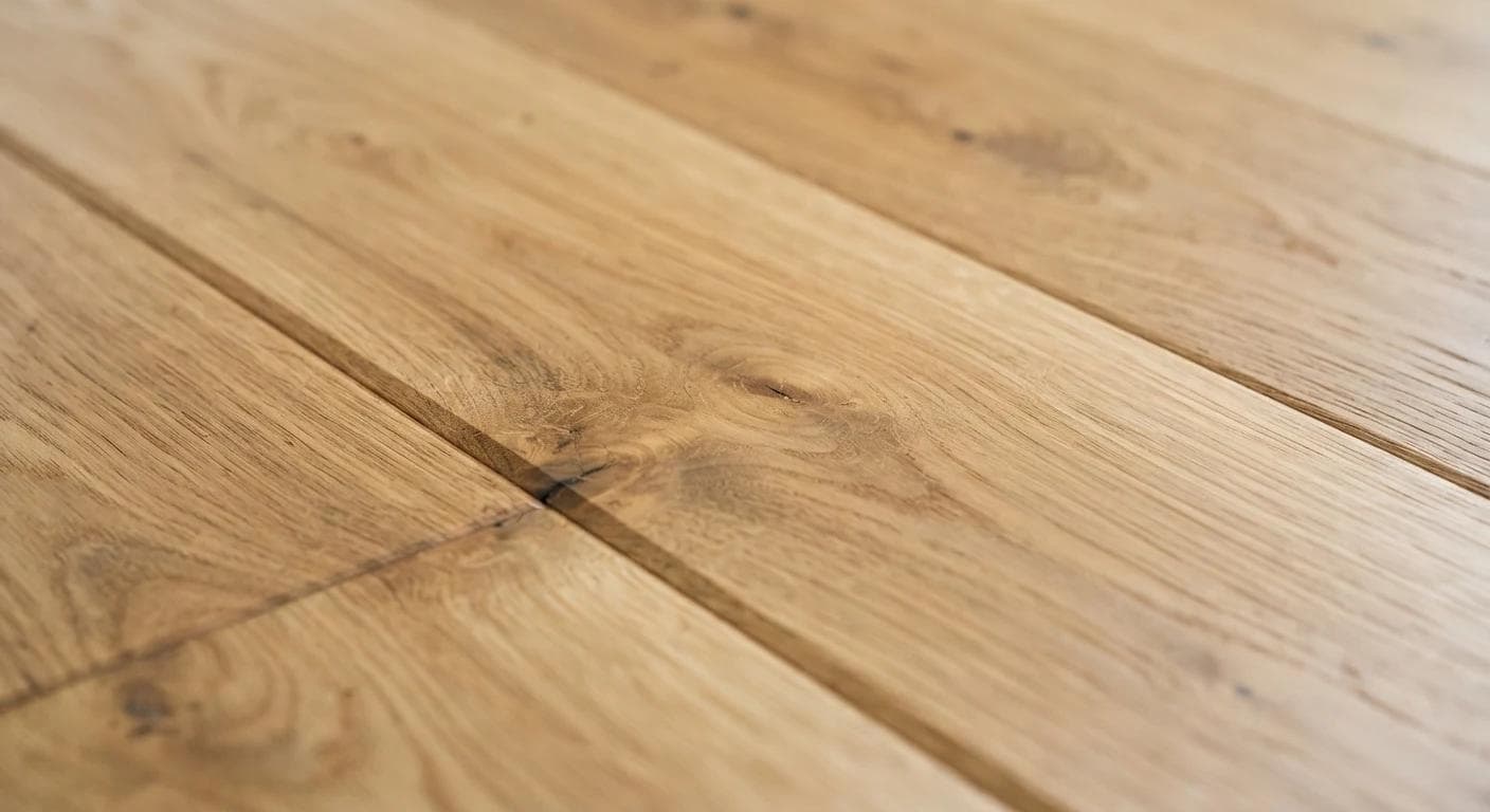 Close-up of Select Grade Tasmanian Oak planks showing natural grain and knots.