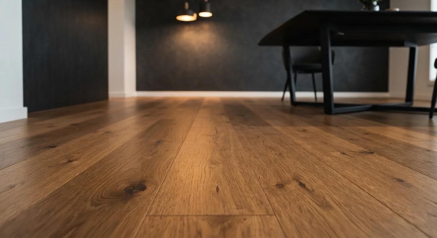 Reclaimed timber boards restored in the front room of a heritage homestead at Richmond.